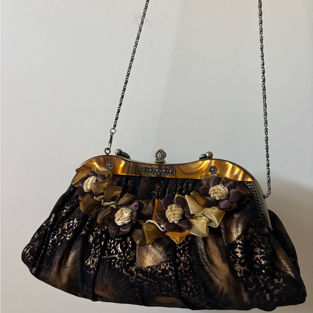Elegant Gold and Brown Women's Handbag